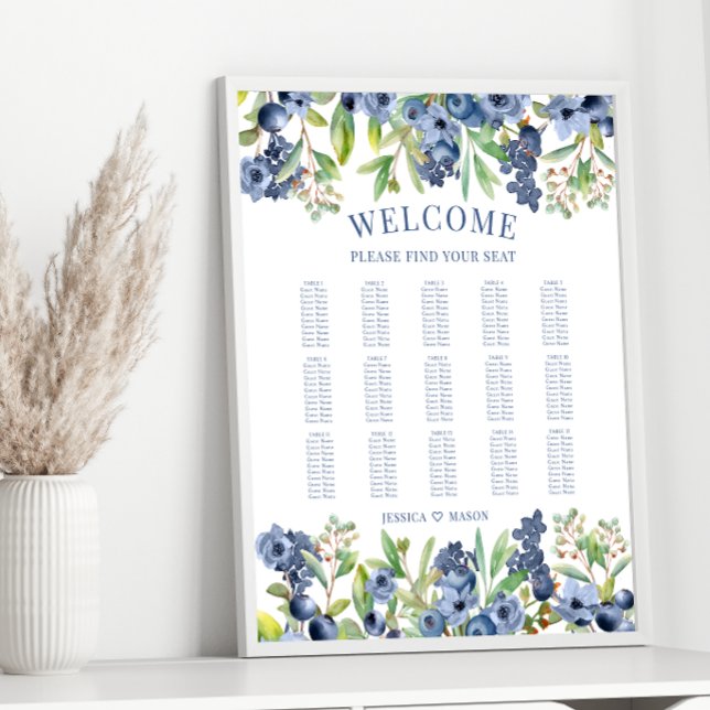 Póster Poster de la tabla de asientos florales de arándan (Subido por el creador)