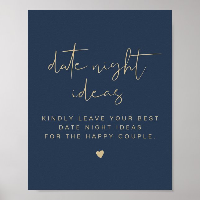 Póster POSTER de la tarjeta de noche CAITLIN Navy & Gold  (Frente)
