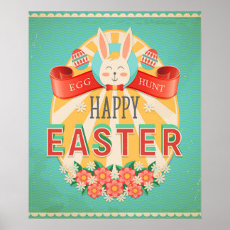 Póster Poster de la tarjeta de vacaciones Vintage Easter