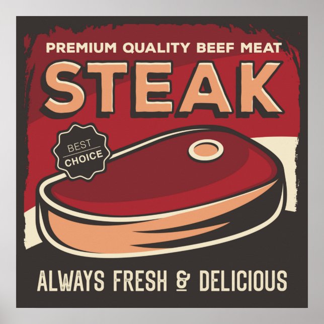 Póster poster de la tienda de carnicería retro (Frente)