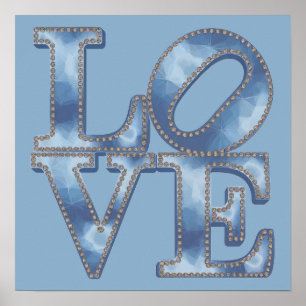 Póster POSTER de la tipografía azul LOVE
