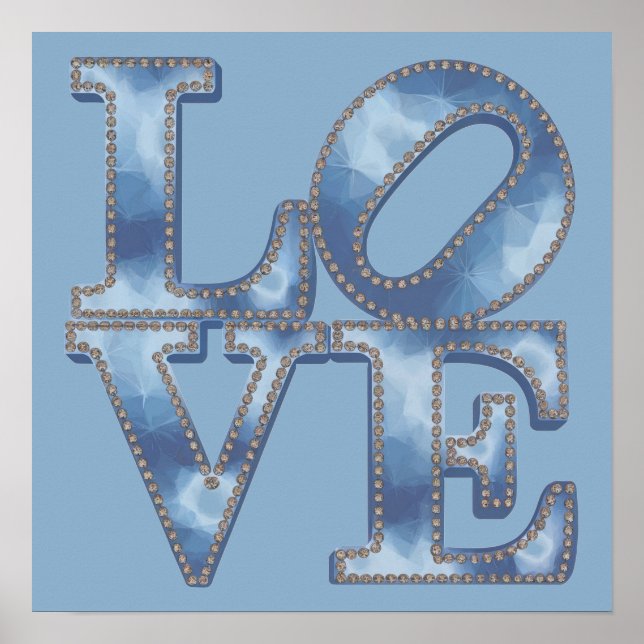 Póster POSTER de la tipografía azul LOVE (Frente)