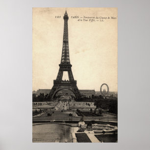 Póster Poster de la Torre Eiffel de época de principios d
