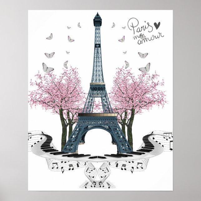 Póster Poster de la Torre Eiffel del Amour de París (Frente)