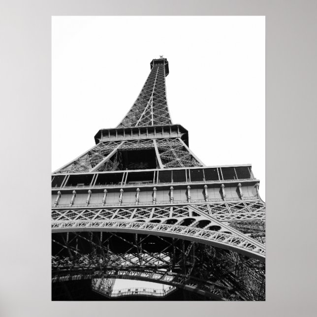 Póster Poster de la Torre Eiffel Negra y Blanca (Frente)