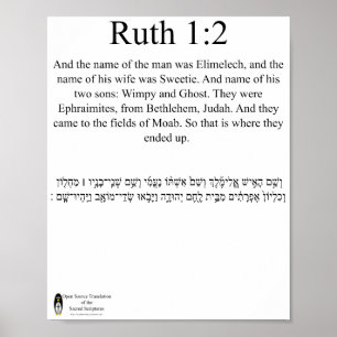 Póster Poster de la Traducción de código abierto Ruth 1:2