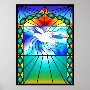 Póster Poster de la ventana de la iglesia de vidrio manch