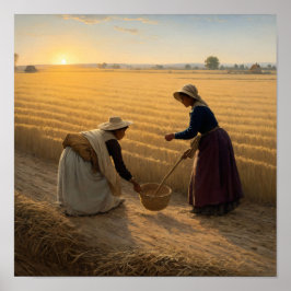 Póster Poster de la vida rural: Campesinas que siembran s