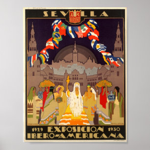Póster Poster de la Vieja Sevilla España Expo 1919