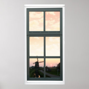 Póster Poster de la vista de ventanas del molino de vient