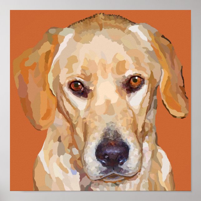 Póster Poster de Labrador amarillo 12,5 x 12,5 (Frente)
