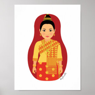 Póster Poster de Laotian (Red) Matryoshka