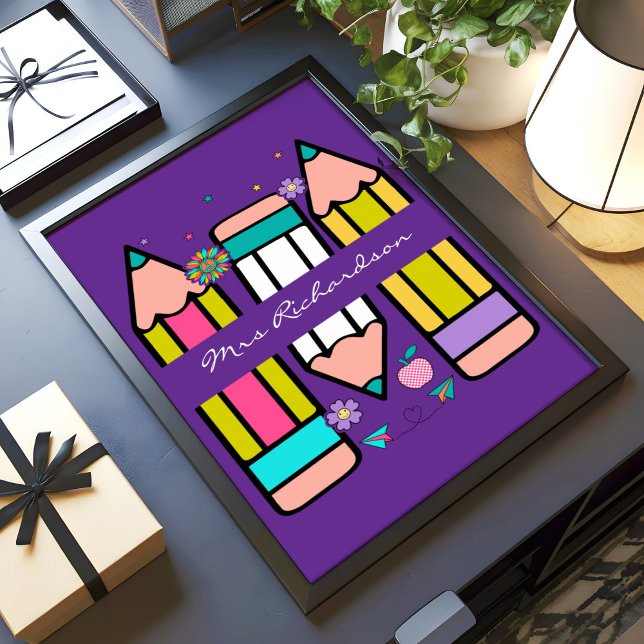 Póster Poster de lápiz Personalizado de docente morado co (Subido por el creador)