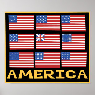 Póster Poster de las banderas americanas