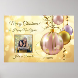 Póster POSTER de las bolas de Navidad de su foto y nombre