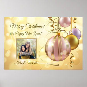 Póster POSTER de las bolas de Navidad de su foto y nombre