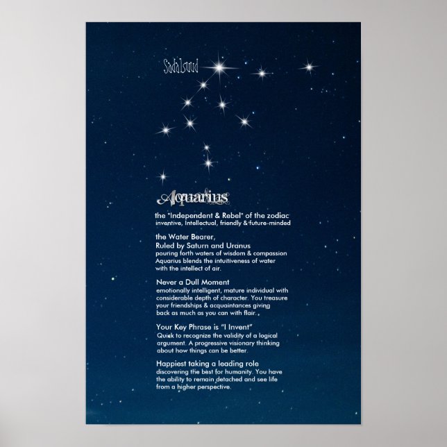 Póster Poster de las Características del Acuario (Frente)