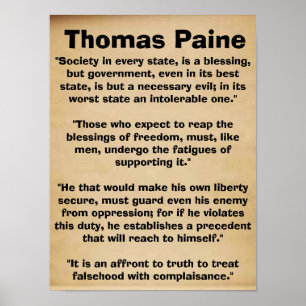 Póster Poster de las citas de Thomas Paine