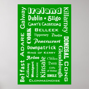 Póster Poster de las ciudades y de los lugares de Irlanda