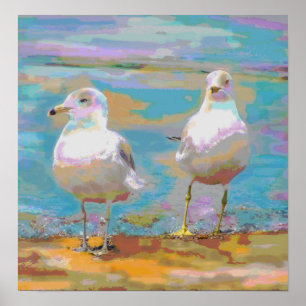 Póster Poster de las gaviotas oceánicas