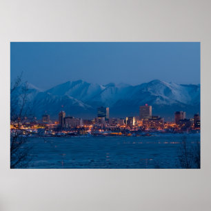 PÓSTER POSTER DE LAS NOCHES DE ANCHORAGE ALASKA