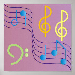 Póster Poster de las notas musicales