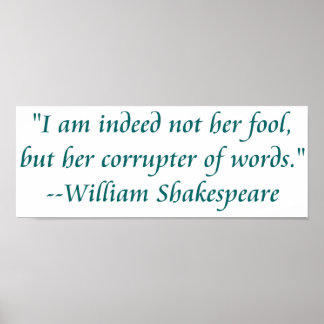 Póster Poster de las palabras tontas de Shakespeare