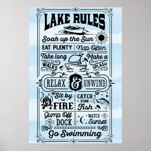 Póster Poster de las reglas del lago blanco azul