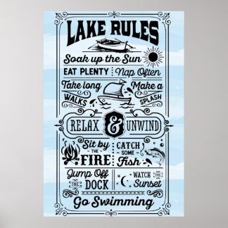 Póster Poster de las reglas del lago blanco azul