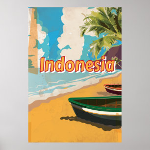Póster Poster de las vacaciones del vintage de Indonesia