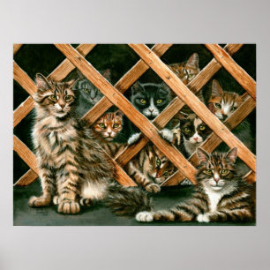 Póster Poster de lattice de gatos, originales de los tuxe