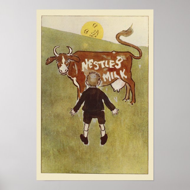 Póster Poster de leche de vaca marrón vintage Nestle (Frente)