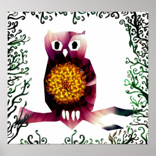 Póster Poster De Lechuza Floral Cute