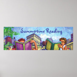 Póster Poster de lectura en verano