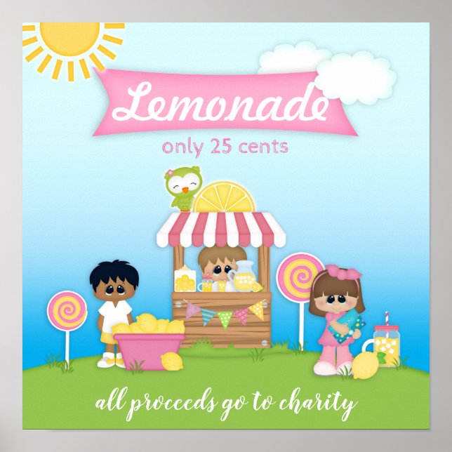 Póster Poster de Lemonade Stand para niños o caridad (Frente)