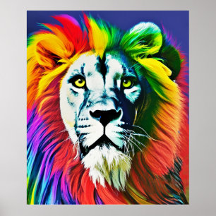 Póster Poster de león arcoiris personalizado, regalo de r