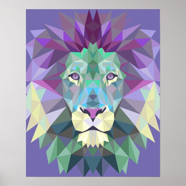 Póster Poster de león geométrico (Frente)