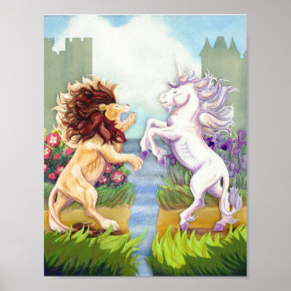 Póster Poster de León y Unicornio