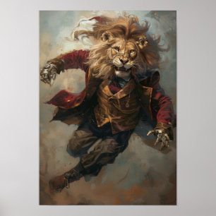 Póster Poster de leones Steampunk León artístico en la