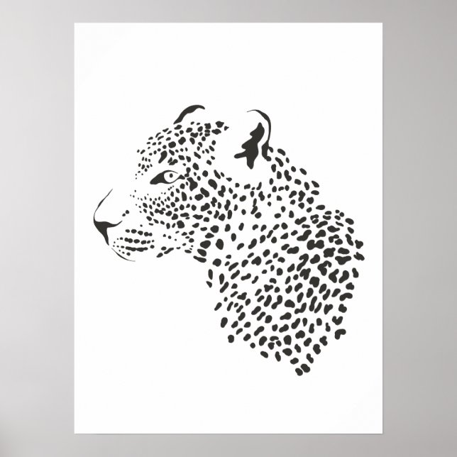 Póster Poster De Leopardo Blanco Y Negro (Frente)
