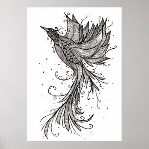 Póster Poster de levantamiento de Phoenix Lineart