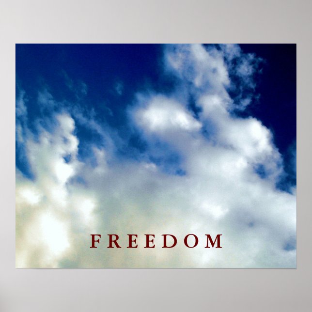 Póster Poster de libertad motivacional de las nubes blanc (Frente)