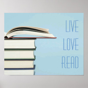 Póster poster de libros "Live, Love, Read"