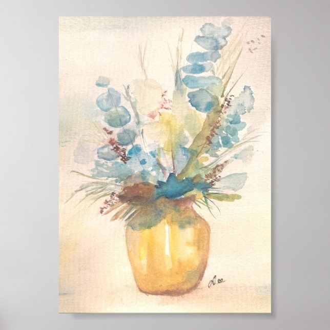 Póster Poster de lienzo Floral Blues Premium (5x7) (Frente)