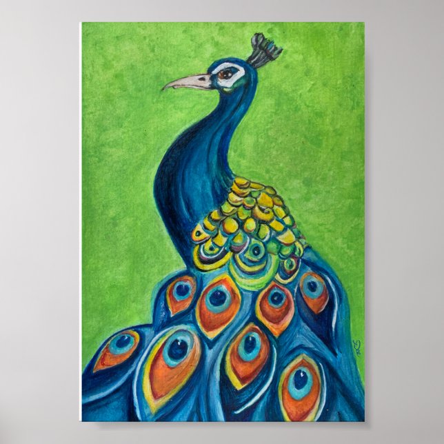 Póster Poster de lienzo Peacock Premium (5x7) (Frente)
