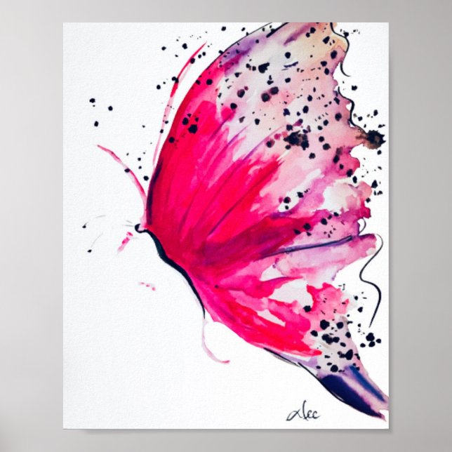 Póster Poster de lienzo premium de mariposa abstracta (8x (Frente)