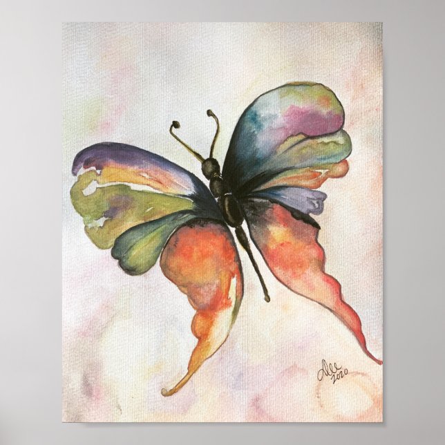 Póster Poster de lienzo Premium de mariposa arco iris (8x (Frente)