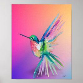 Póster Poster de lienzo Premium Hummingbird Rainbow Hummi