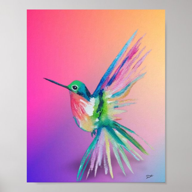 Póster Poster de lienzo Premium Hummingbird Rainbow Hummi (Frente)