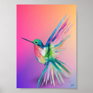 Póster Poster de lienzo Premium Hummingbird Rainbow Hummi